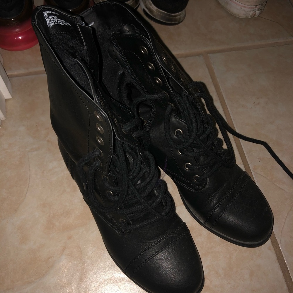 Black combat boots